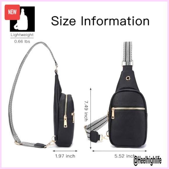 Leather Crossbody Sling Bag Large Capacity Adjustable Strap Travel Purse